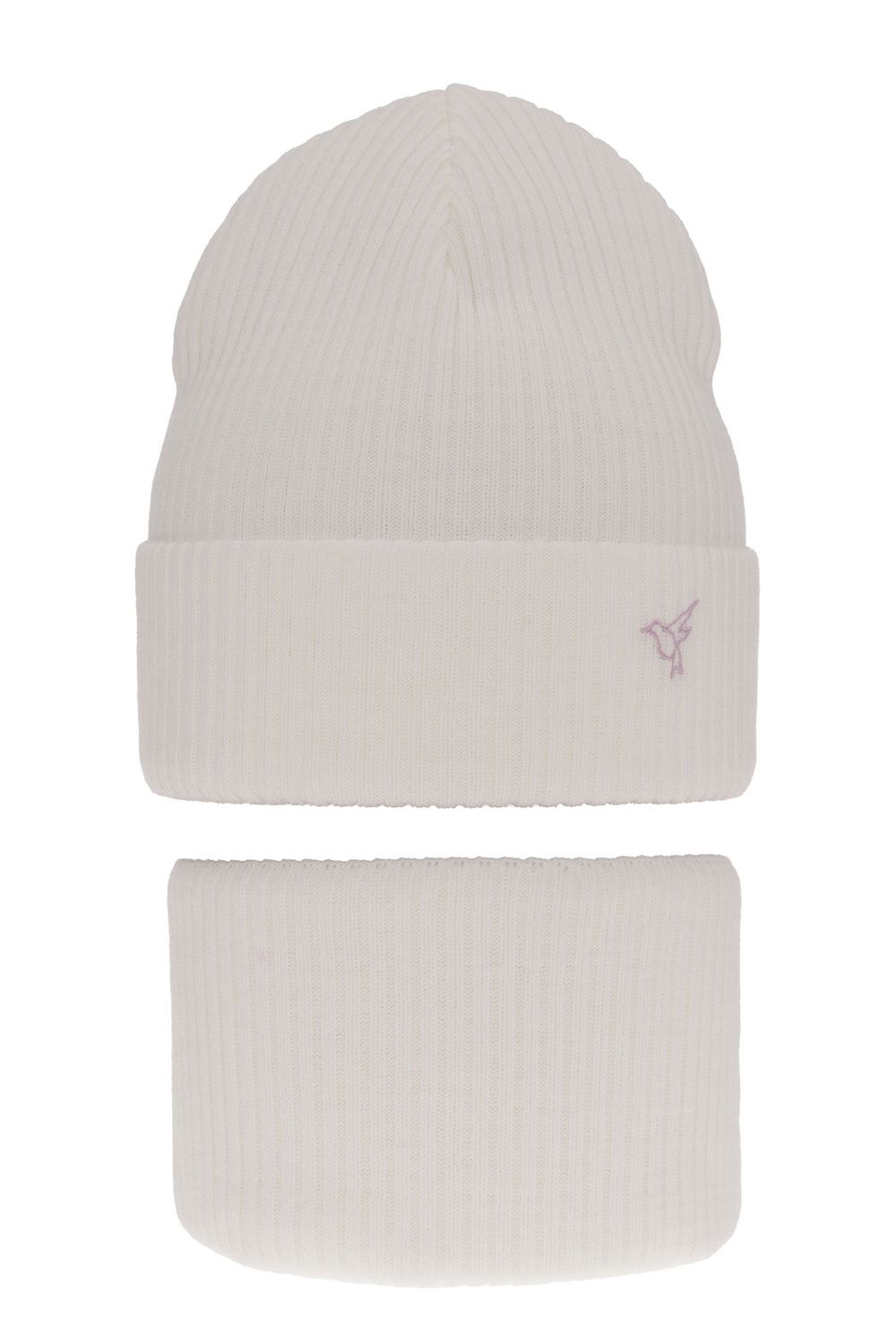 Ensemble d'hiver fille: bonnet et snood, blanc, Rosetta
