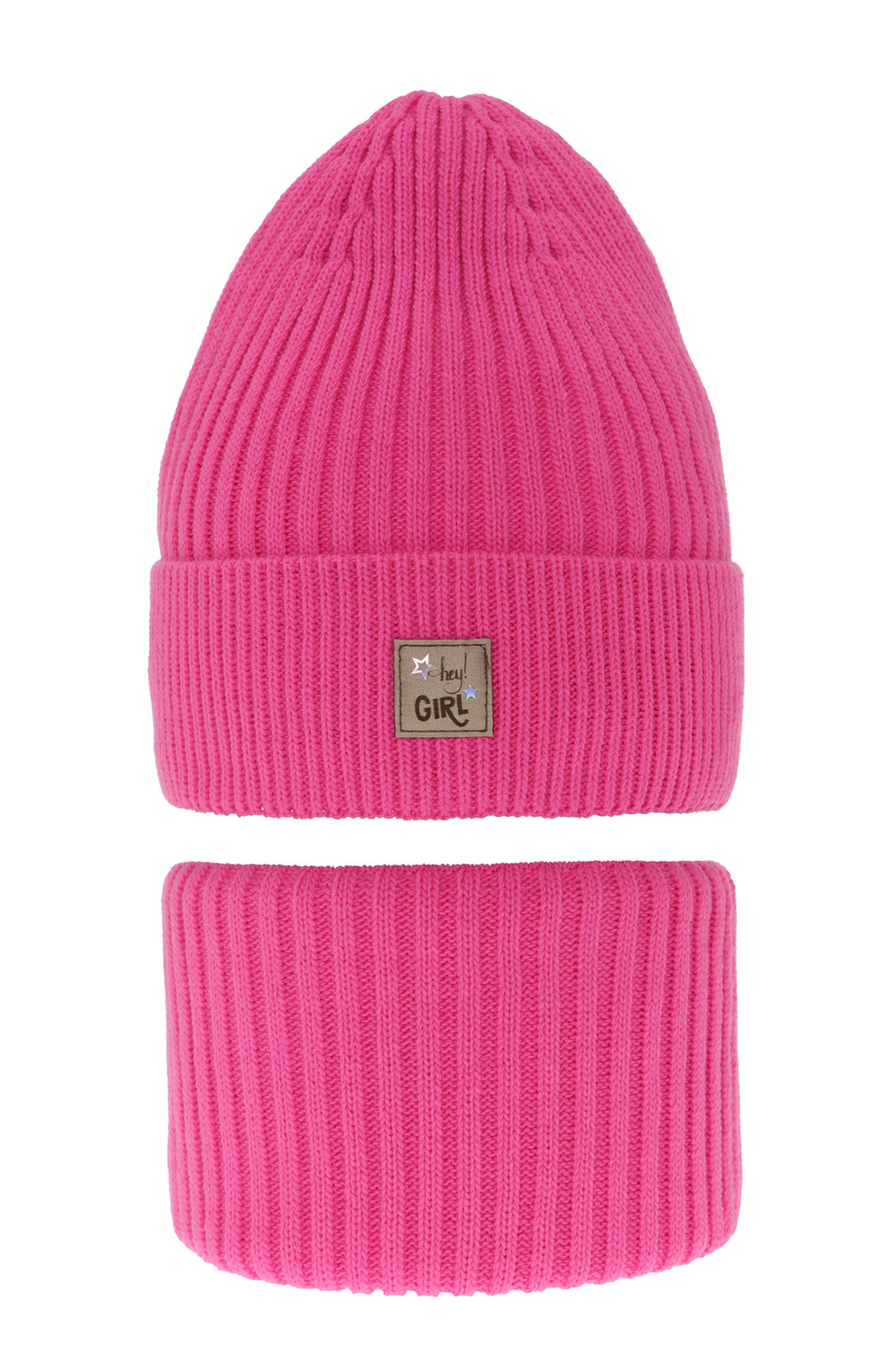 Ensemble d'hiver fille: bonnet et snood, rose, Georgina