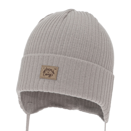 Jongens herfst/lente muts, beige, met bindkoorden, met katoen, Fenris