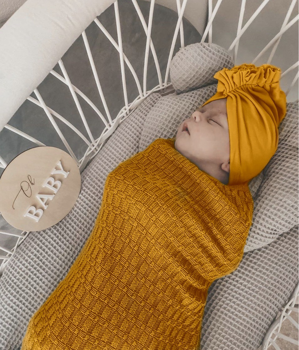 Bamboe deken voor baby, musztardowy, delikatny, Misio