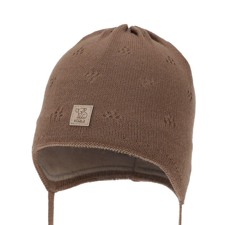 Jongens herfst/lente muts, bruin, met bindkoorden, Slate