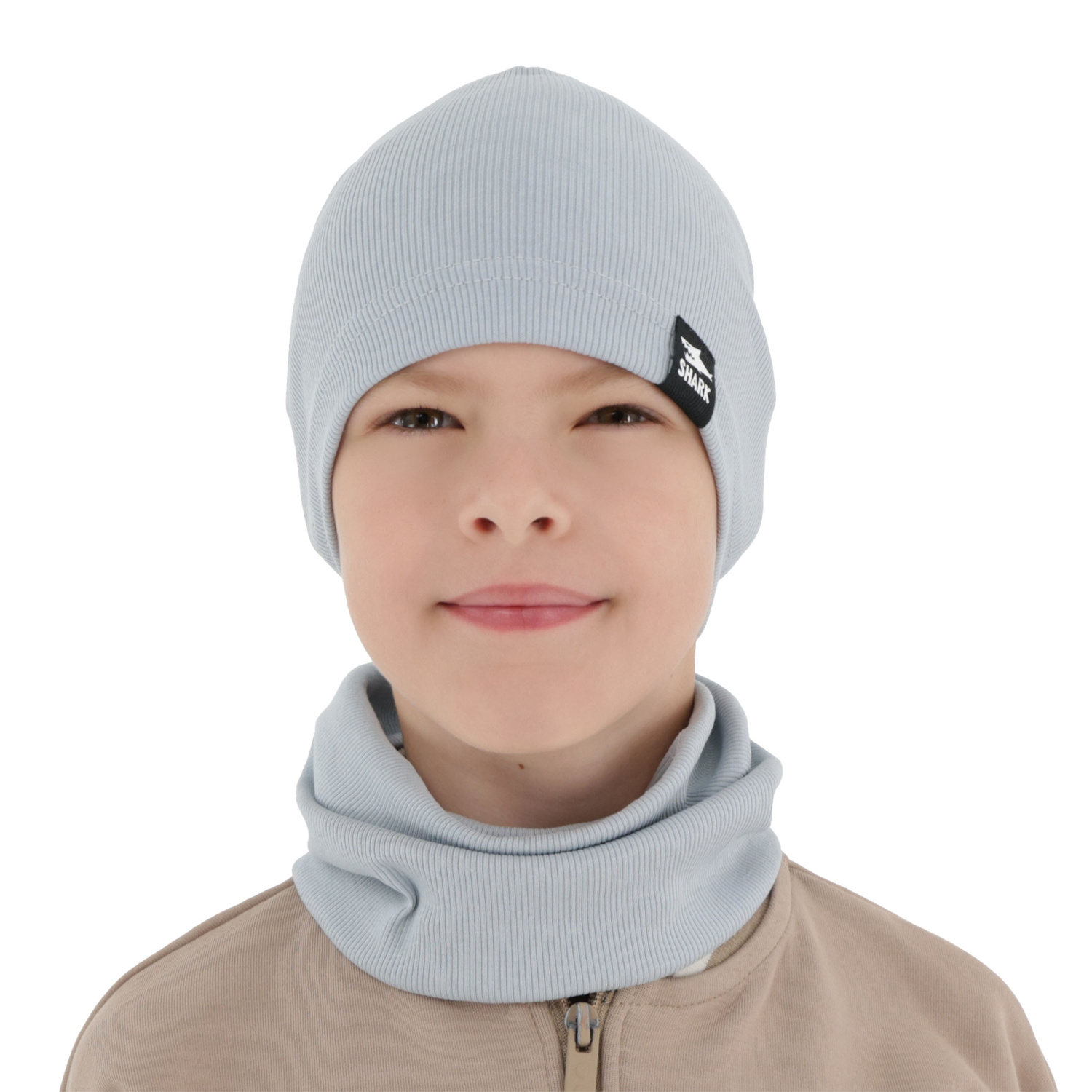 Ensemble automne/printemps garçon: bonnet et snood, beige, Rumel