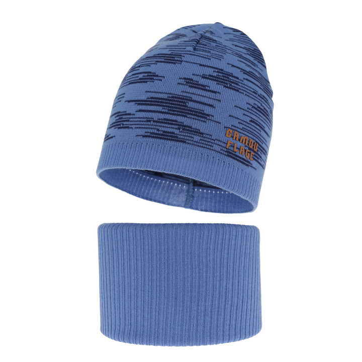 Ensemble automne/printemps garçon: bonnet et snood, met katoen, bleu, Carter