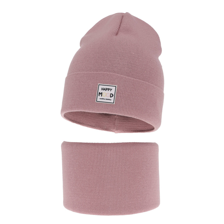 Ensemble automne/printemps fille: bonnet et snood, met katoen, mauve, Mersila