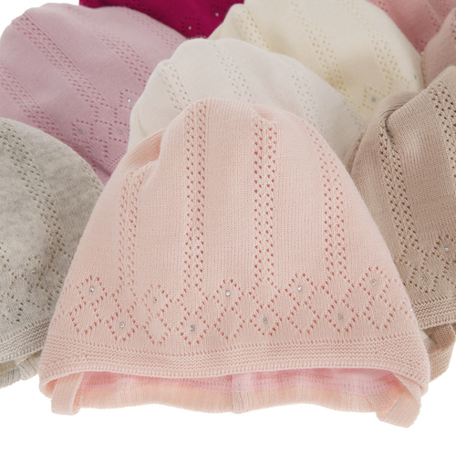 Bonnet automne/printemps fille, crème, avec liens, Antila