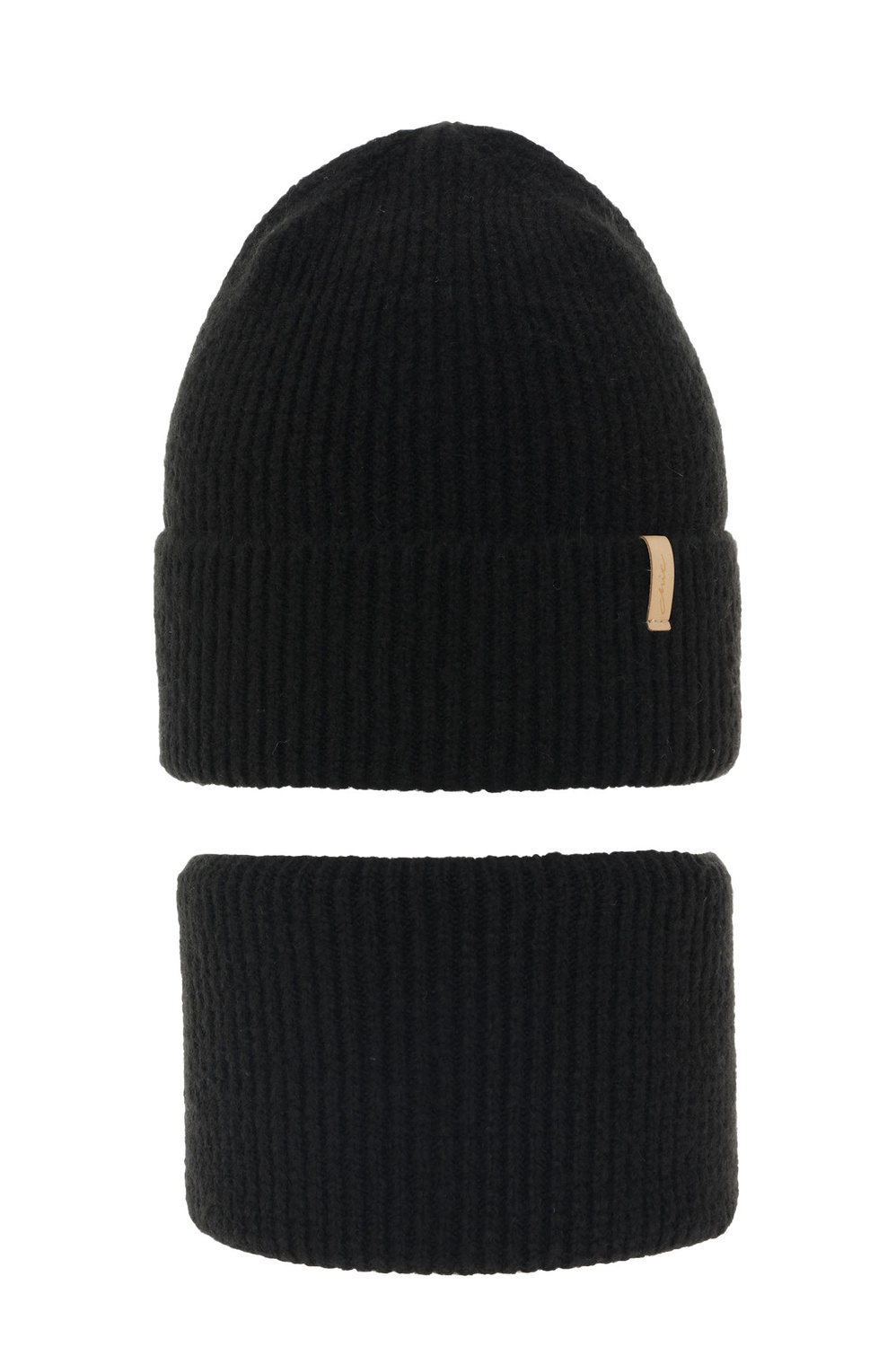 Ensemble d'hiver fille: bonnet et snood, noir, Edila