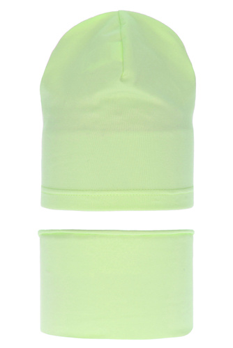 Meisjes herfst/lente set muts en buissjaal, limoen, katoenen, Hazelka