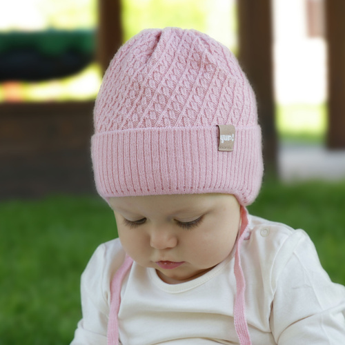 Bonnet automne/printemps fille, rose, avec liens, Dafia