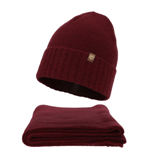 Dames winter set (muts en sjaal), rood, Shasta