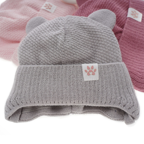 Meisjes wintermuts, roze, met bindkoorden, Lala