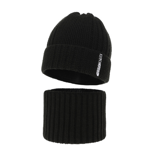 Ensemble d'hiver garçon: bonnet et snood, noir, Balaton
