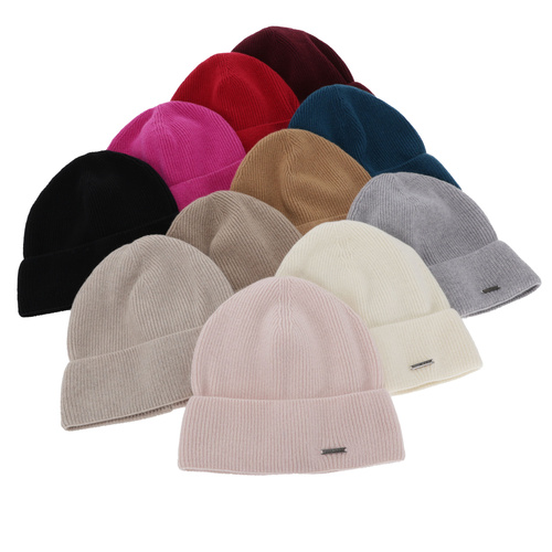 Dames herfst/winter muts, crème, met merinowol en kasjmier, Sindra