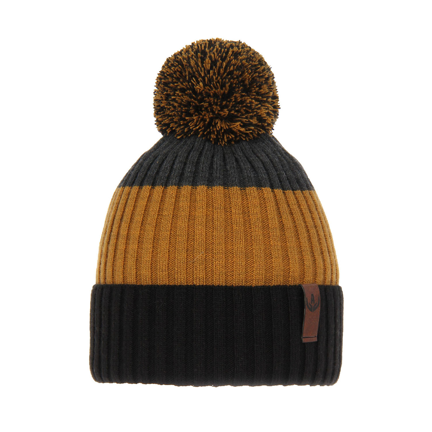 Jongens wintermuts, zwart, met garen pompon, Karson