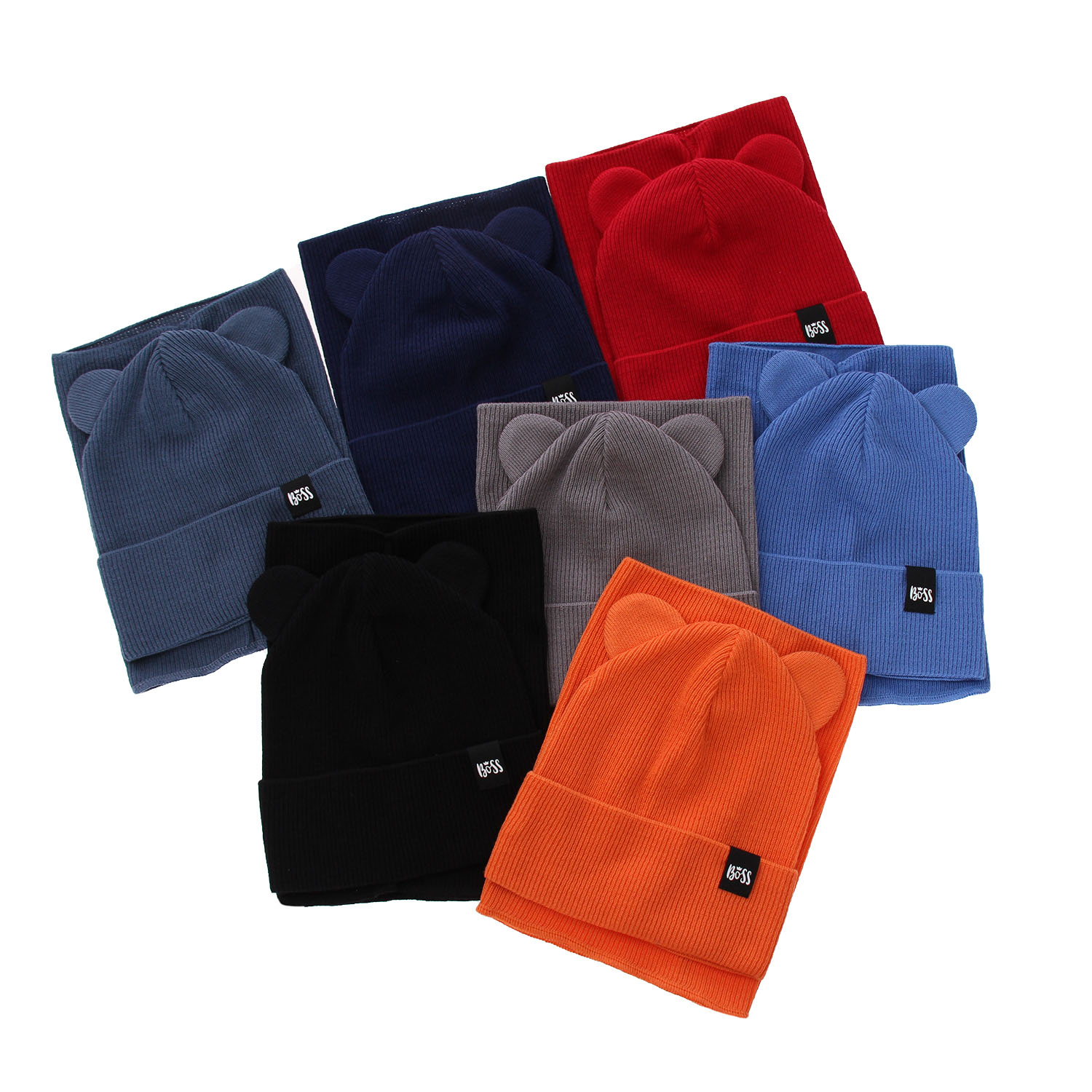 Jongens herfst/lente set muts en buissjaal, met katoen, blauw, Grajan