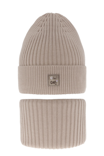 Ensemble d'hiver fille: bonnet et snood, beige, Georgina