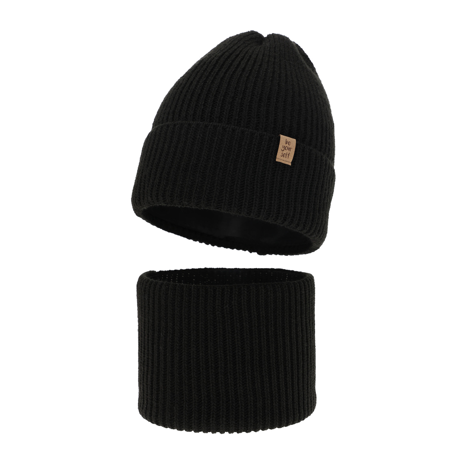 Ensemble d'hiver fille: bonnet et snood, noir, Edera