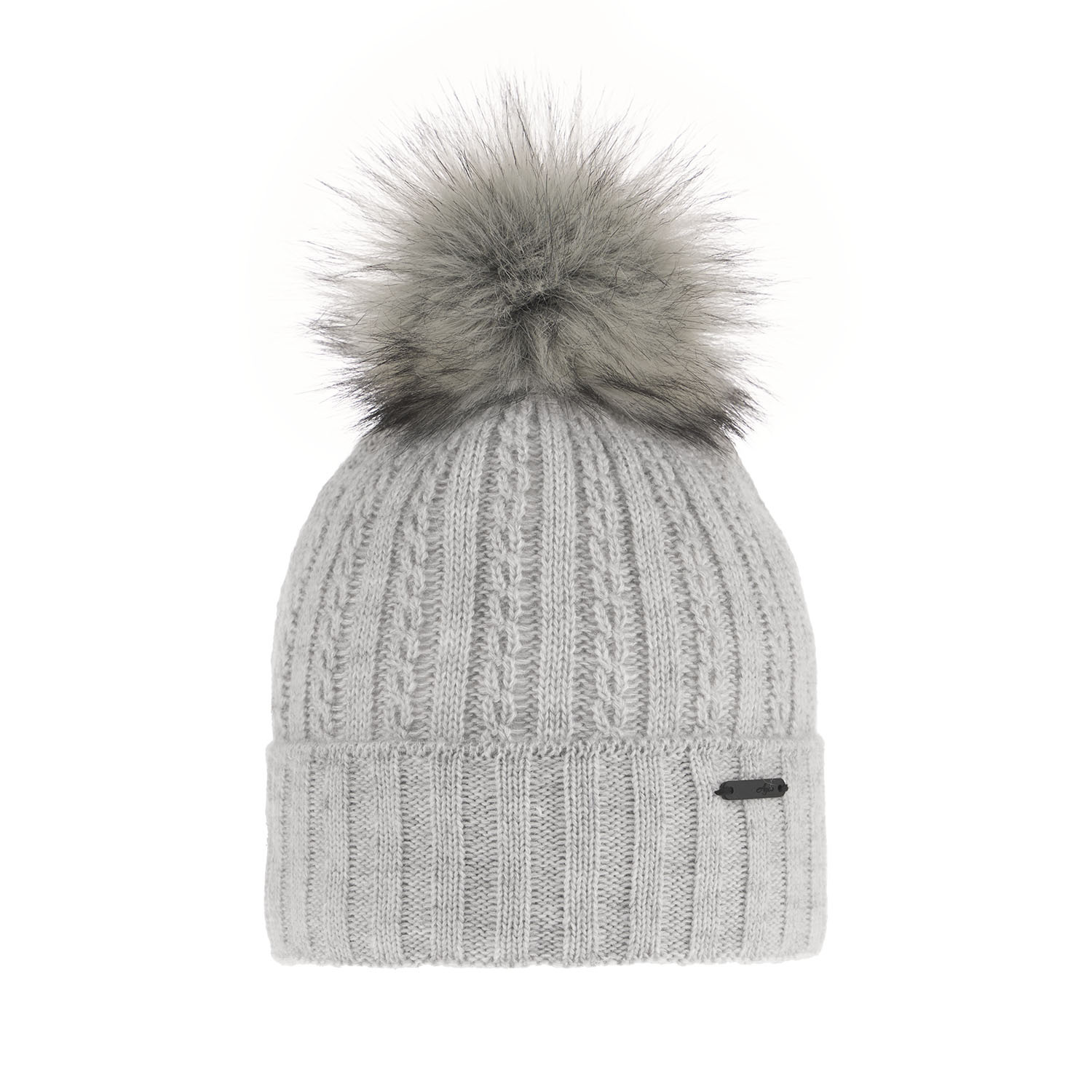 Bonnet d'hiver femme, gris, avec pompon, Karizma