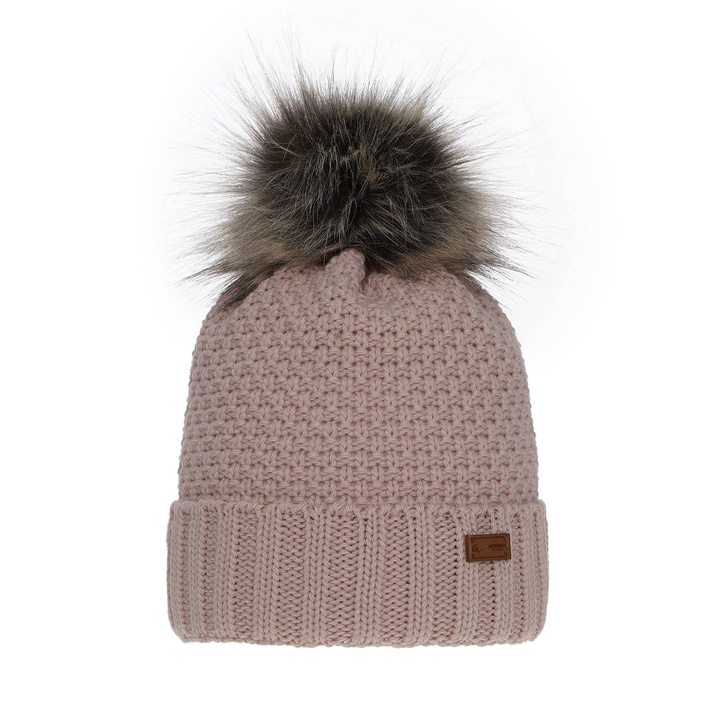 Meisjes wintermuts, roze, met garen pompon, Pola