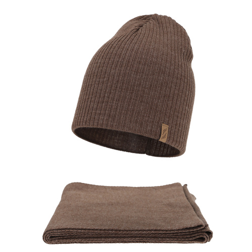 Dames winter set (muts en sjaal), bruin, Fena