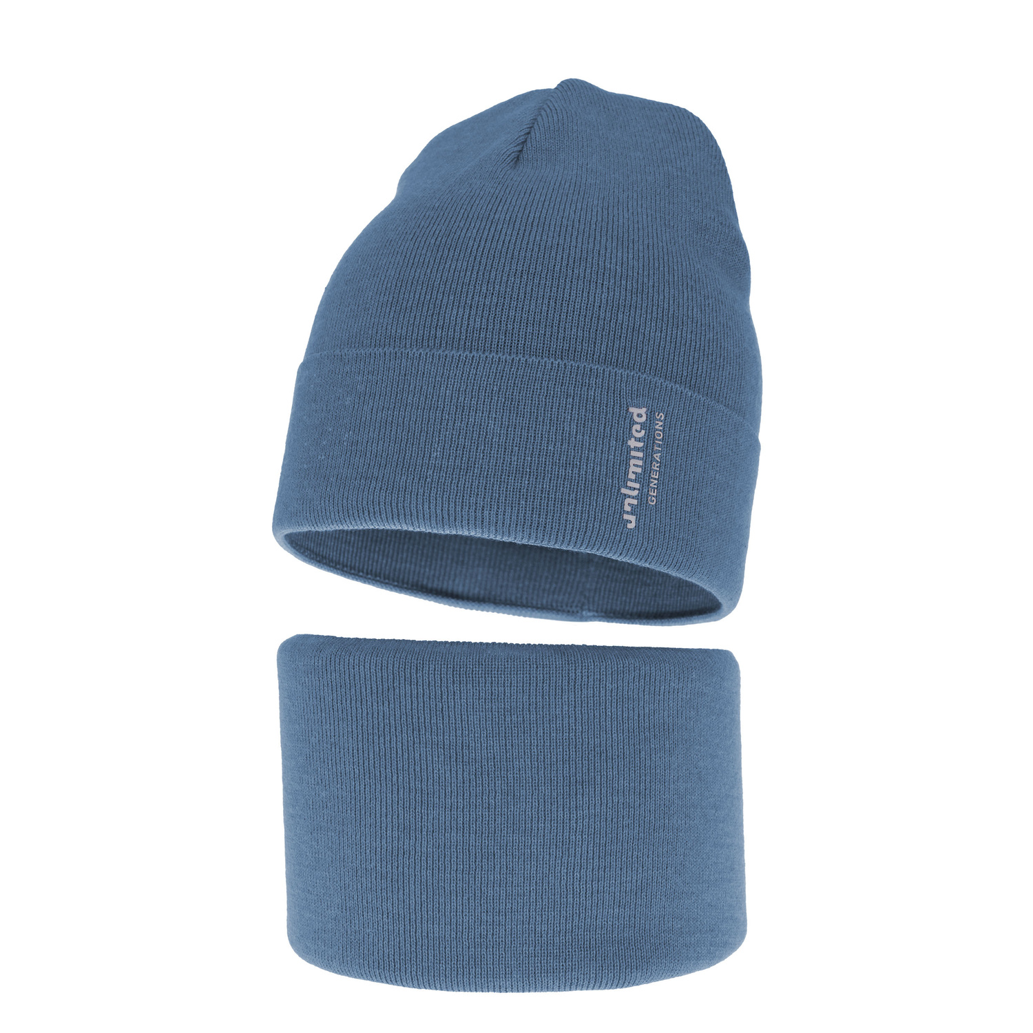 Ensemble automne/printemps garçon: bonnet et snood, met katoen, bleu, Timothe