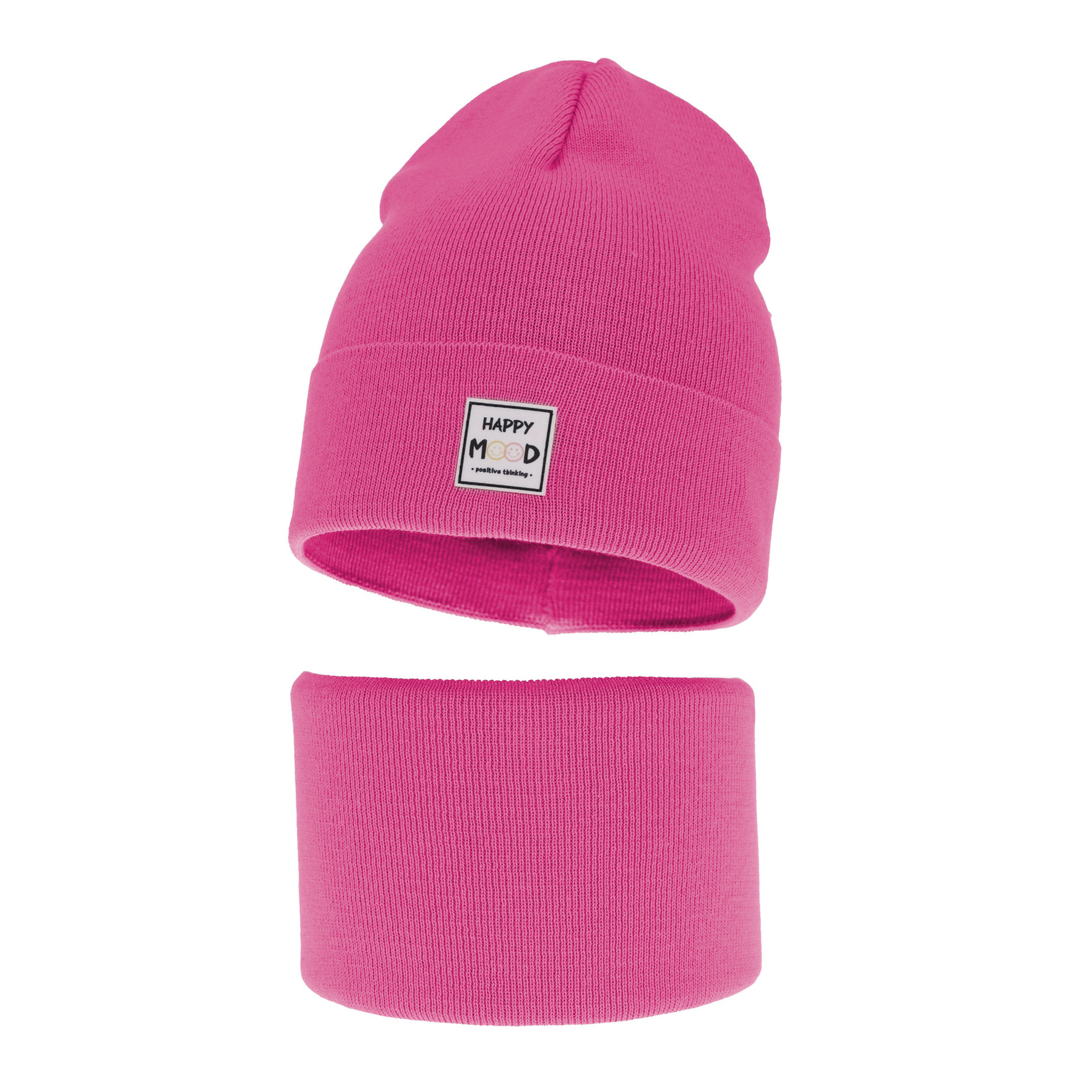 Ensemble automne/printemps fille: bonnet et snood, met katoen, rose, Mersila