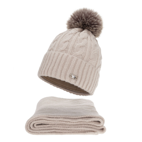 Dames winter set: muts en sjaal, beige, Lunetta