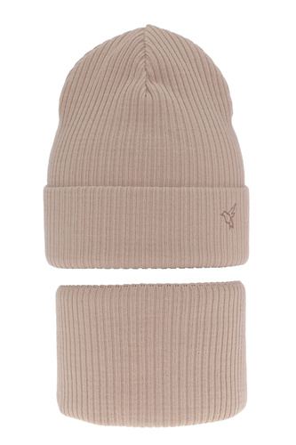 Ensemble d'hiver fille: bonnet et snood, beige, Rosetta