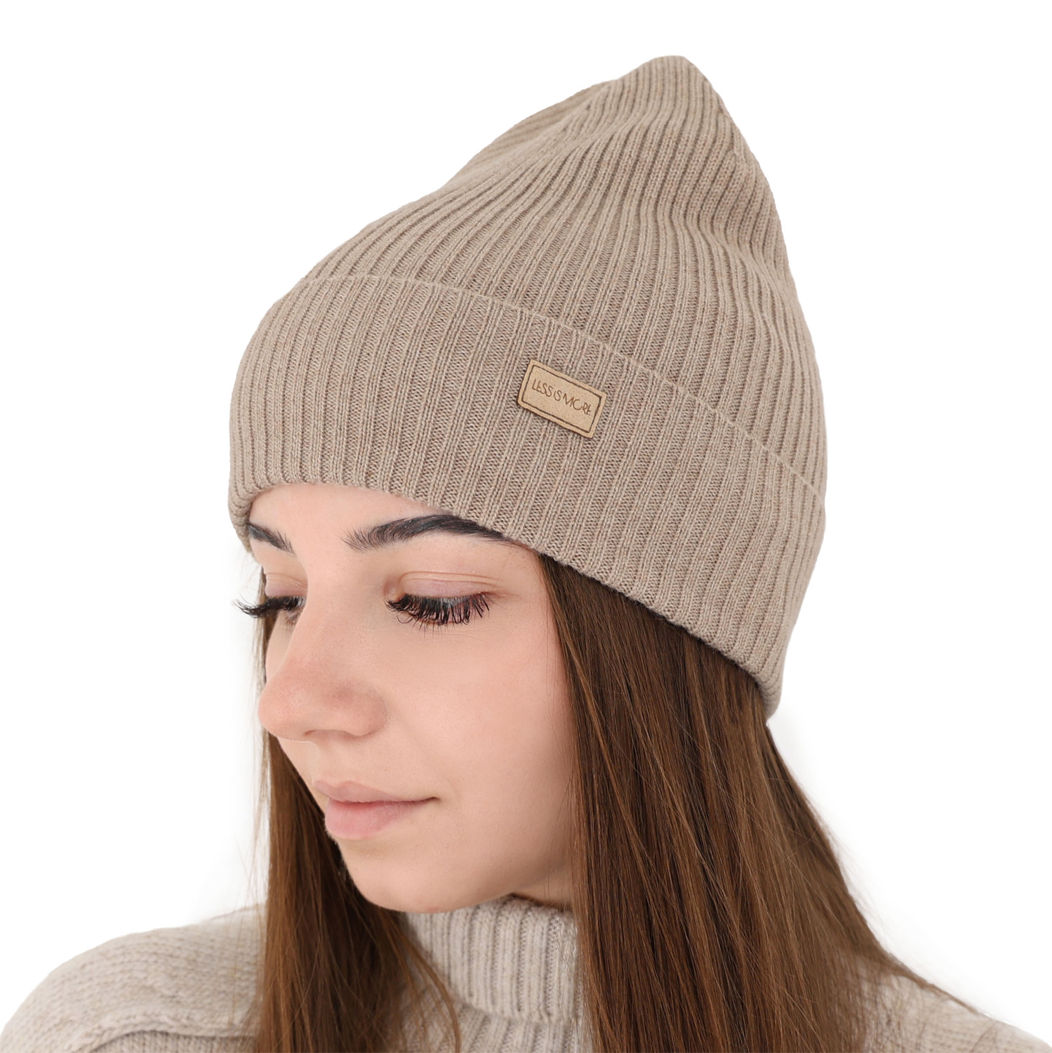 Bonnet d'hiver femme, hiver, beige, avec laine mérinos, Sophie