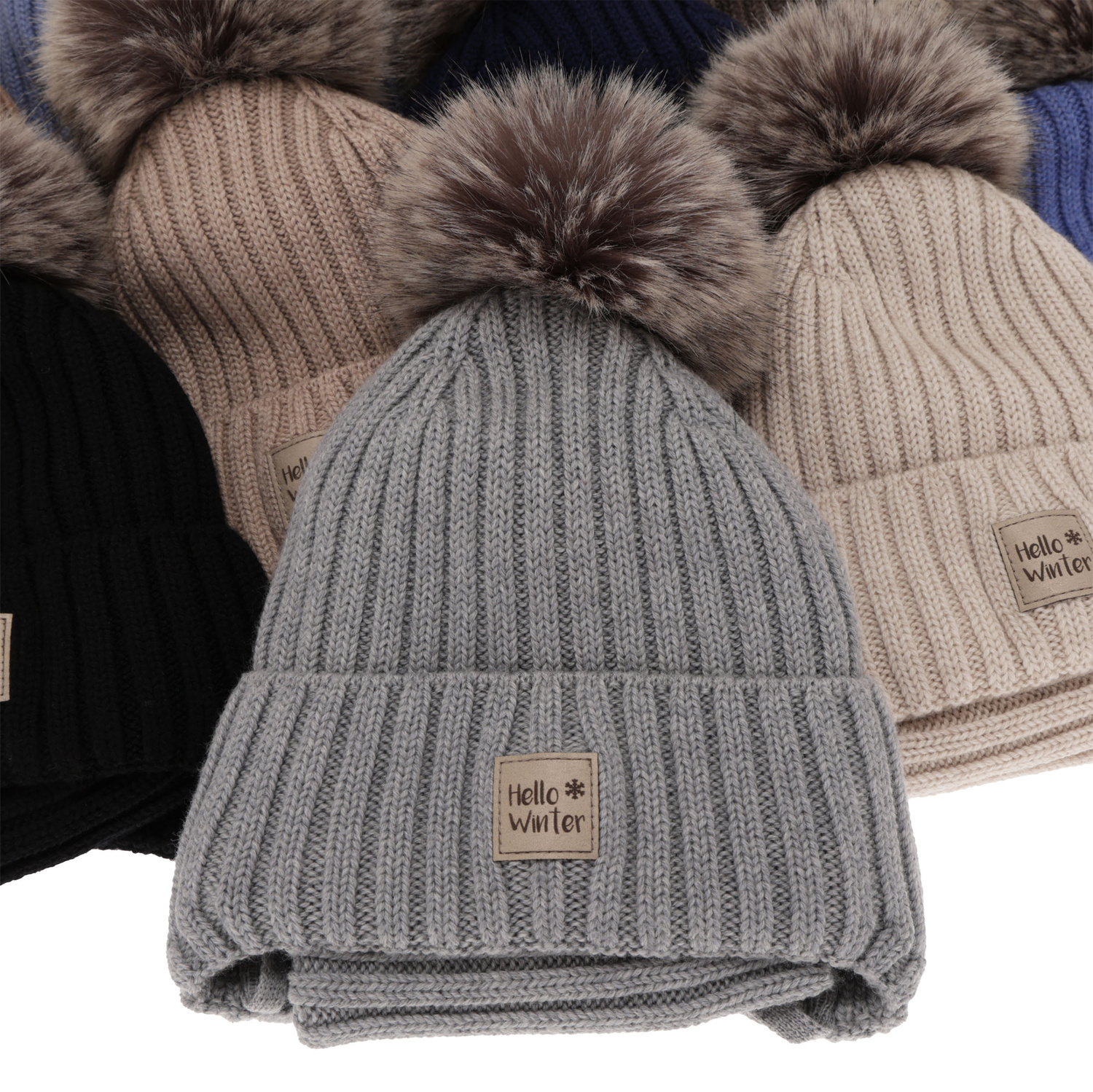 Ensemble d'hiver garçon: bonnet et snood, bleu, avec laine mérinos, doublé de laine polaire, avec liens, Morti