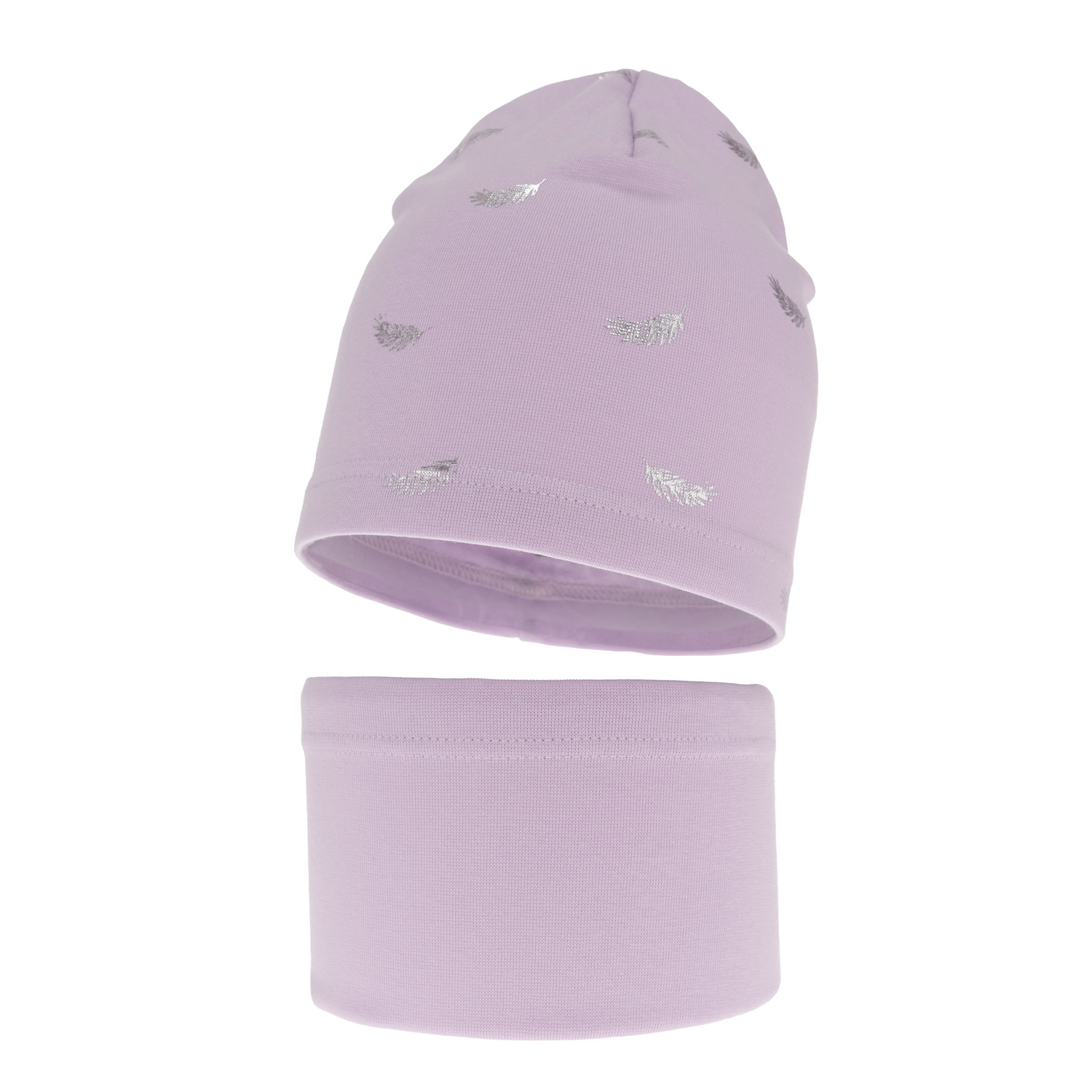 Ensemble automne/printemps fille: bonnet et snood, violet, en coton, Florena