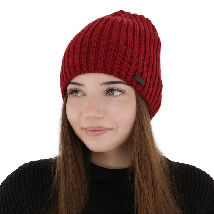 Dames wintermuts, bordeaux, met merinowol, Soletta