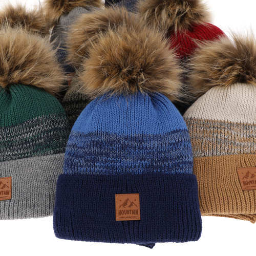 Ensemble d'hiver garçon: bonnet et snood, gris, avec pompon, Buffalo