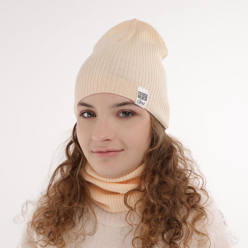 Meisjes herfst/lente set muts en buissjaal, met katoen, roze, Farinka