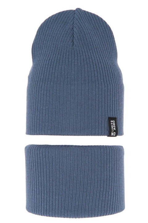 Jongens herfst/lente set muts en buissjaal, met katoen, blauw, Tunis