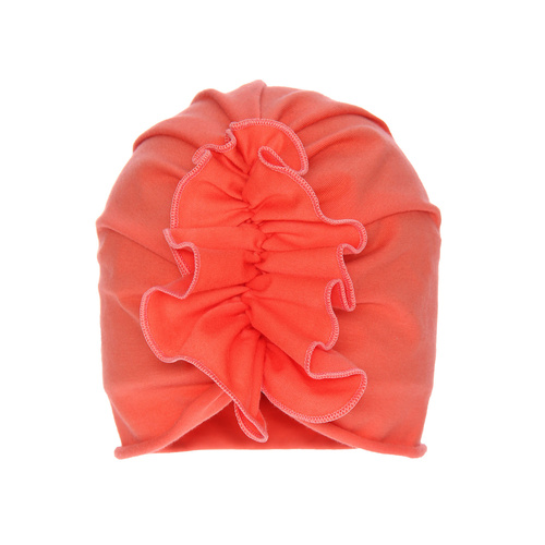 Meisjes herfst/lente muts, Koraal, Met decoratieve plooien, Werka