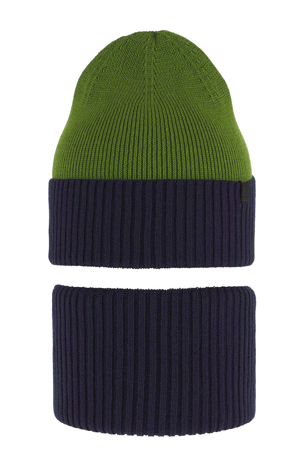 Ensemble automne/printemps garçon: bonnet et snood, met katoen, bleu marine, coton, Tauros