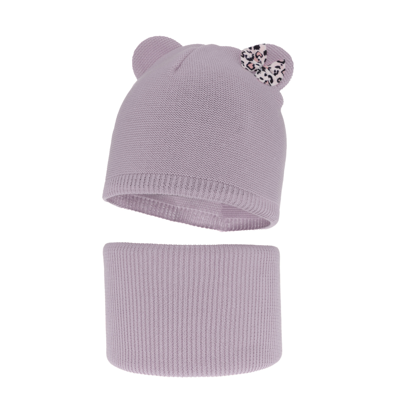 Ensemble automne/printemps fille: bonnet et snood, met katoen, violet, Nicolette