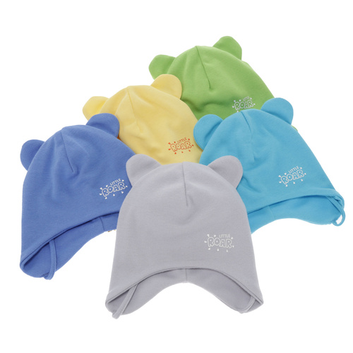 Jongens herfst/lente muts, groen, katoen, met bindkoorden, Alrik