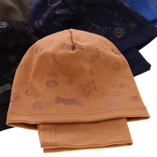 Jongens herfst/lente set muts en buissjaal, zwart, katoenen, Kosmos