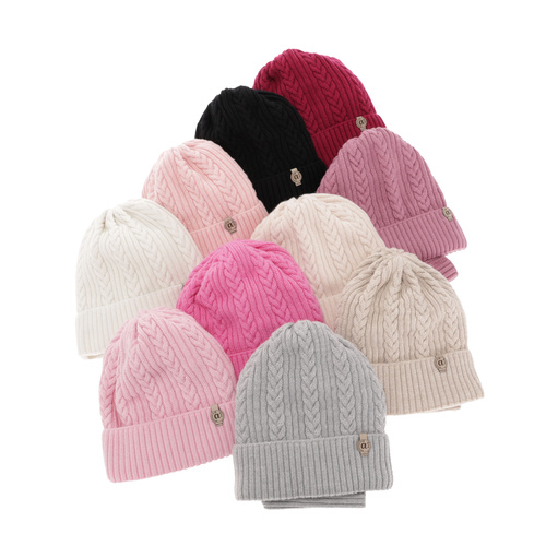 Ensemble d'hiver fille: bonnet et snood, gris, avec laine mérinos, Jenny