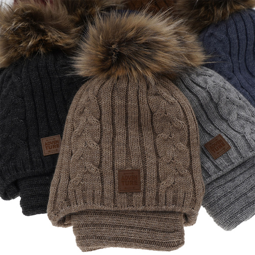 Jongens winter set muts en sjaal, blauw, met garen pompon, Casper