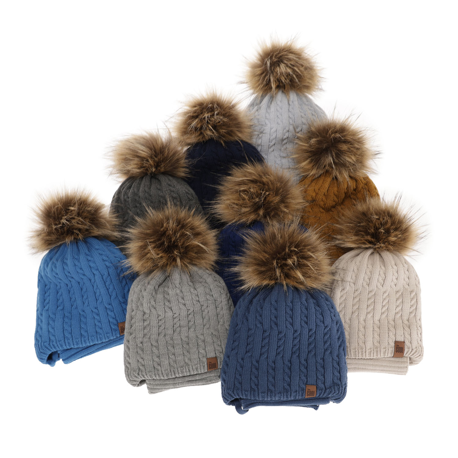 Ensemble d'hiver garçon: bonnet et snood, bleu, avec pompon, avec liens, Indigo