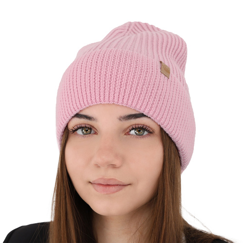 Bonnet d'hiver femme, rose, avec laine mérinos, Isla
