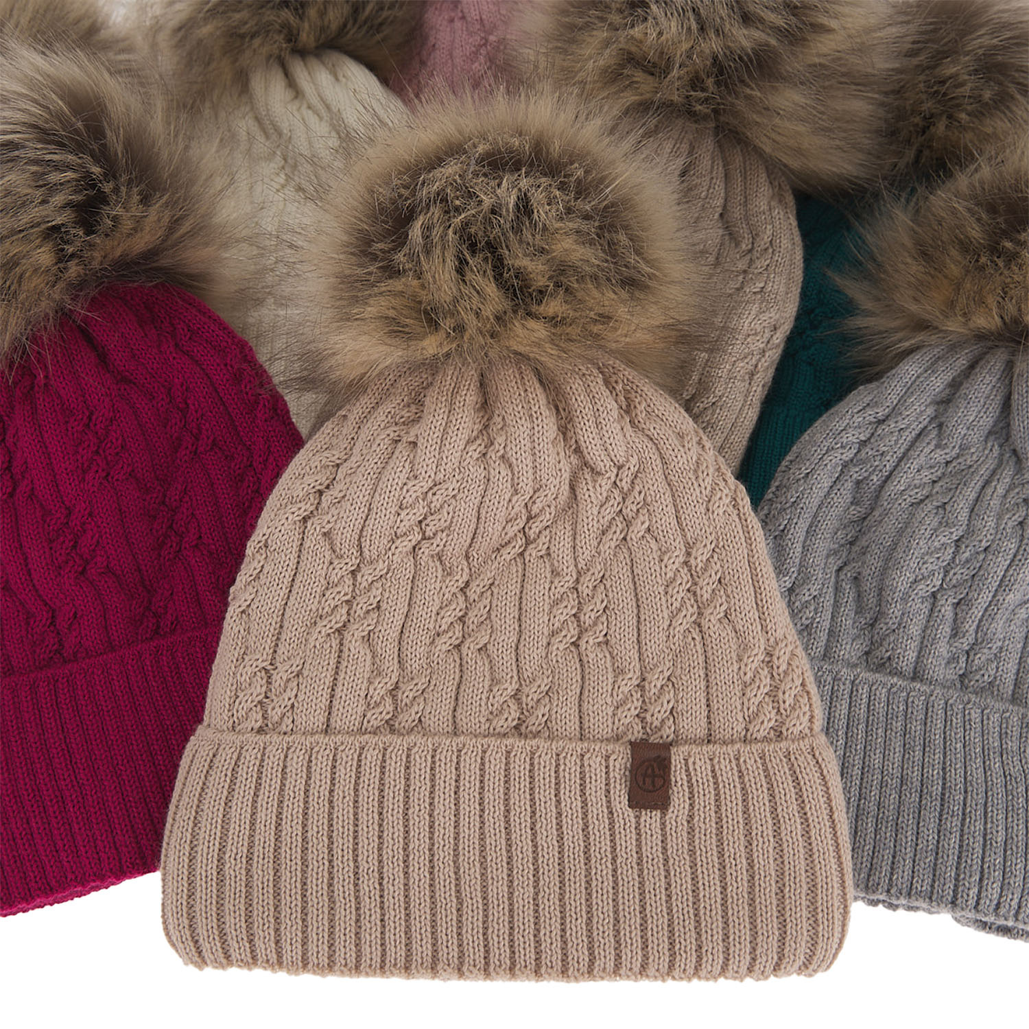 Bonnet d'hiver femme, rose, avec laine mérinos, Larida