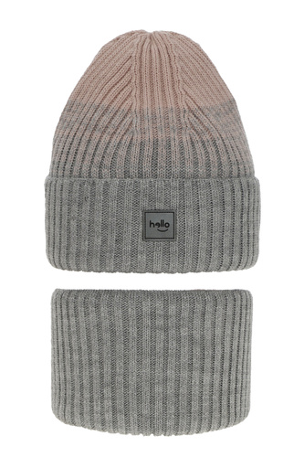 Meisjes winter set muts en sjaal, grijs, Tasha