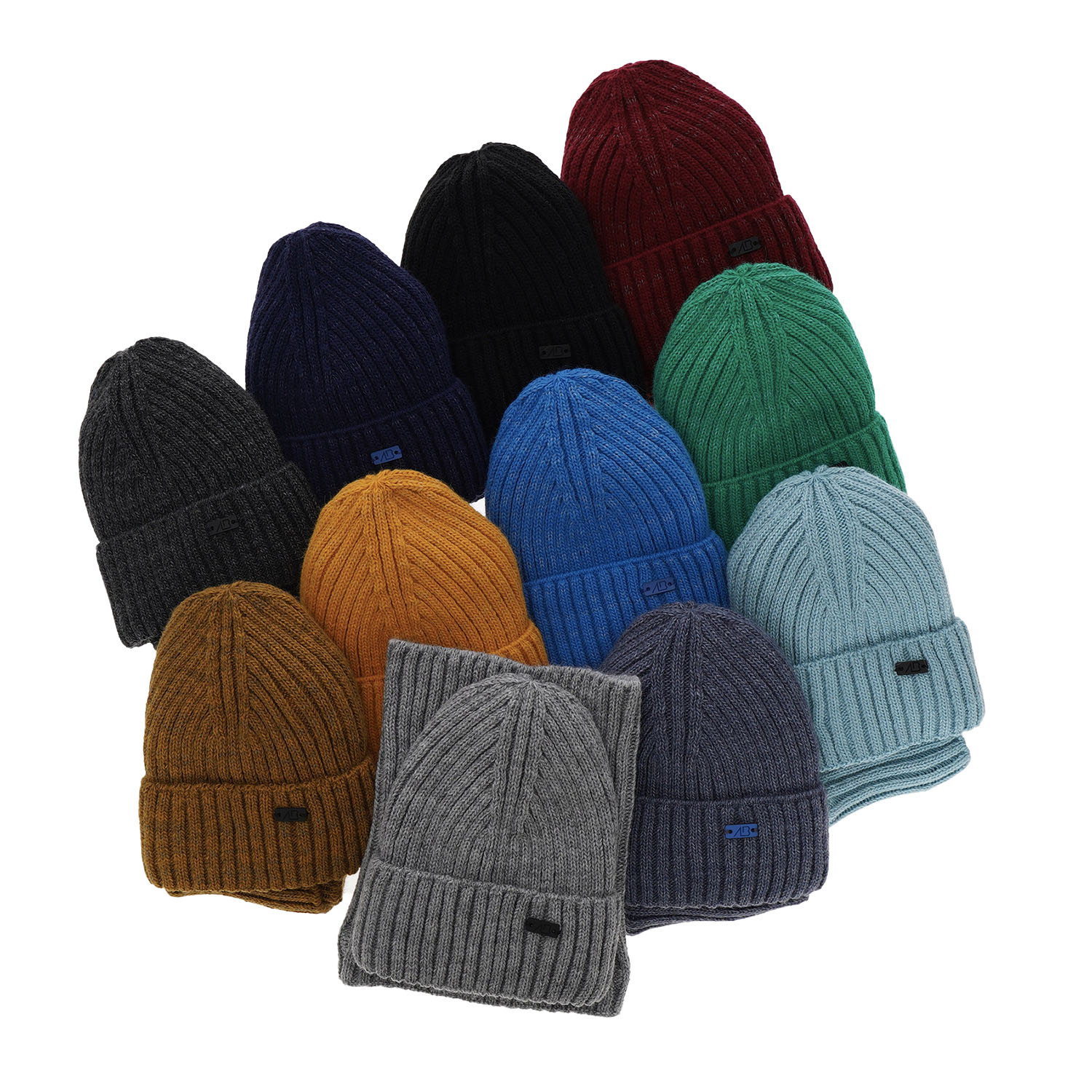 Jongens winter set muts en sjaal, jeansowy, Zeno