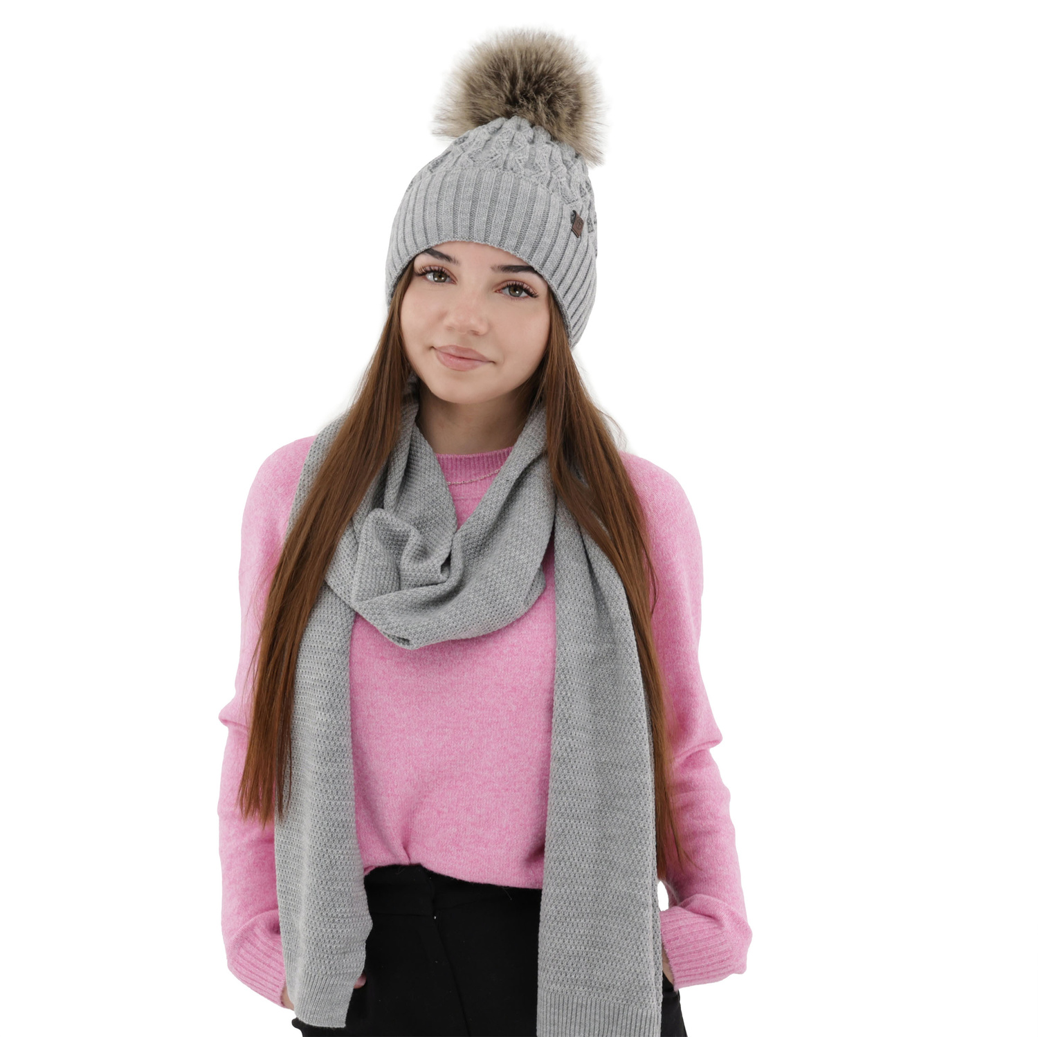 Écharpe d'hiver femme, grise, Agora