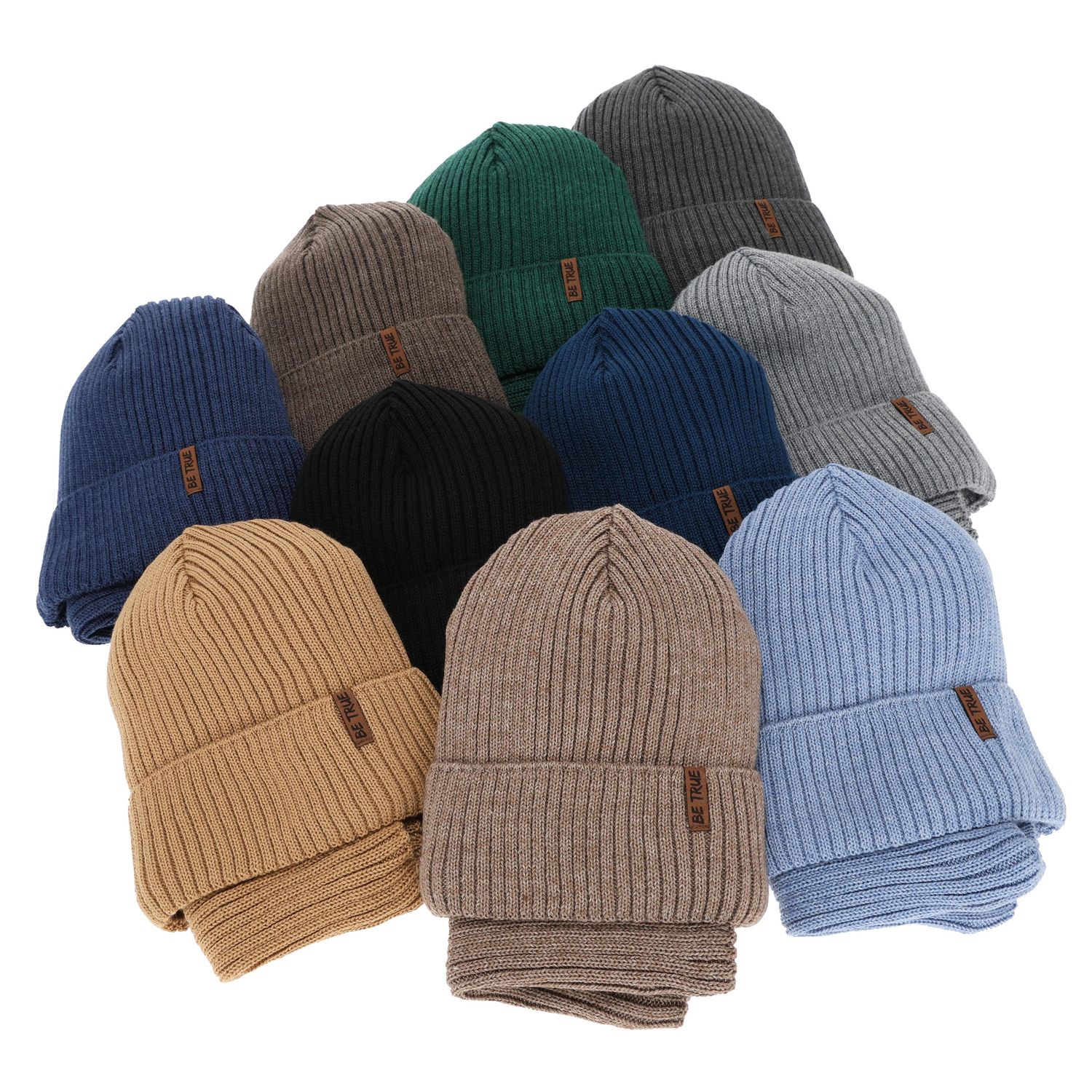 Jongens winter set (muts en buissjaal), lichtblauw, gevoerd met fleece, met merinowol, Colton