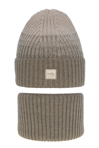 Meisjes winter set muts en buissjaal, beige, Tasha