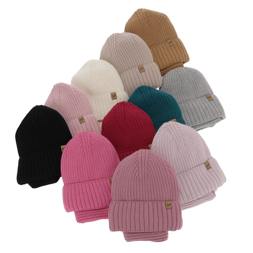 Ensemble d'hiver fille: bonnet et snood, camel, avec laine mérinos, Mesalia